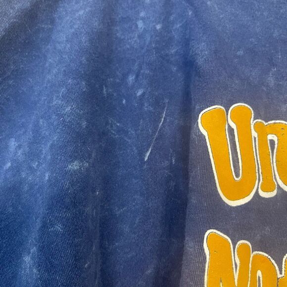 University of Notre Dame Navy Oversized Long Sleeve Bleach Dye Crop Top Medium - Picture 3 of 13